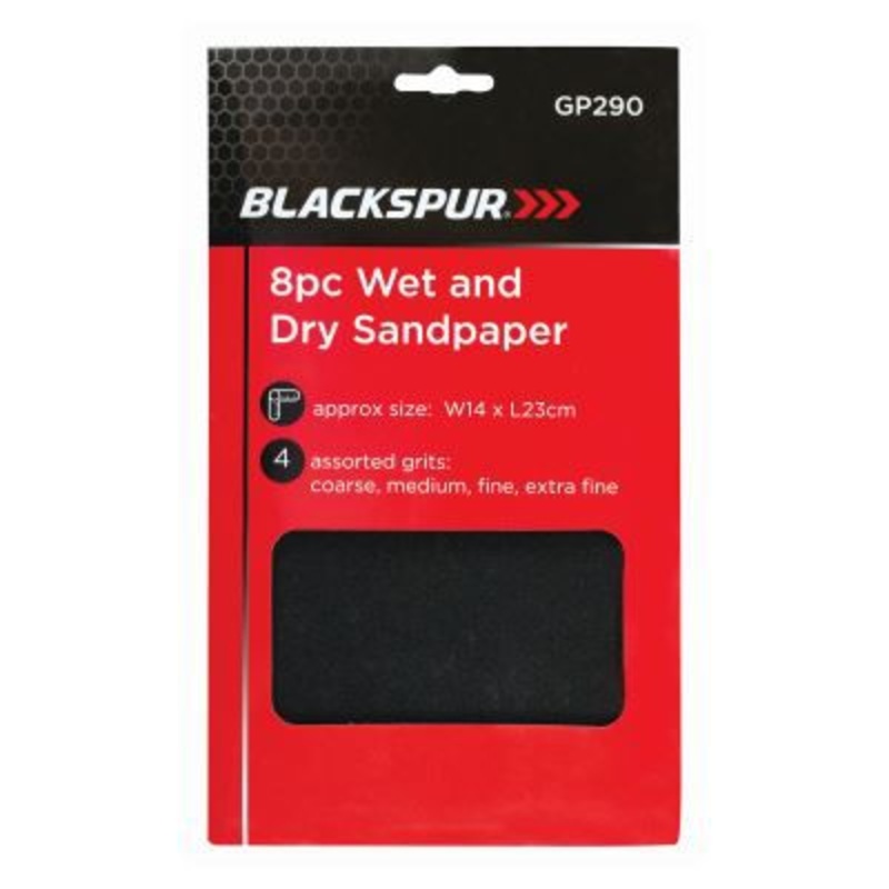 Assorted Grit Wet & Dry Sandpaper Sheets - Pack of 8
