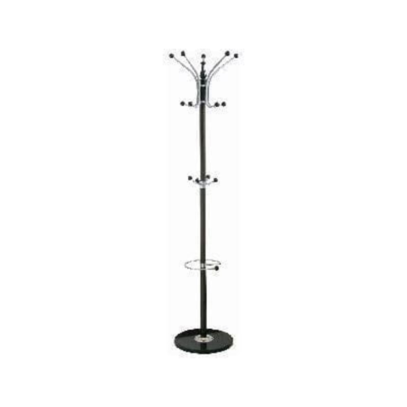 Black 14 Hook Coat Rack with Umbrella Holder