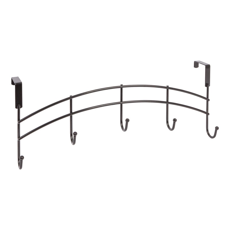 Black 5 Hook Iron Arched Over-Door Robe Hook Set
