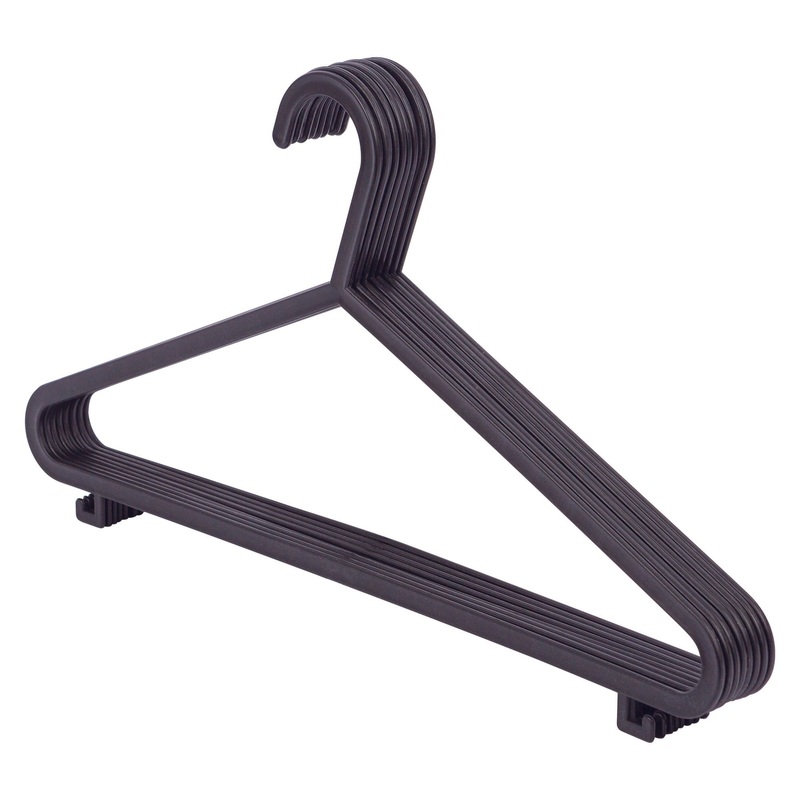 Black Plastic Coat Hangers - Pack of 8