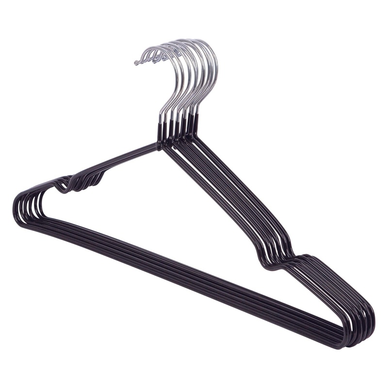 Black PVC-Coated Coat Hangers - Pack of 10