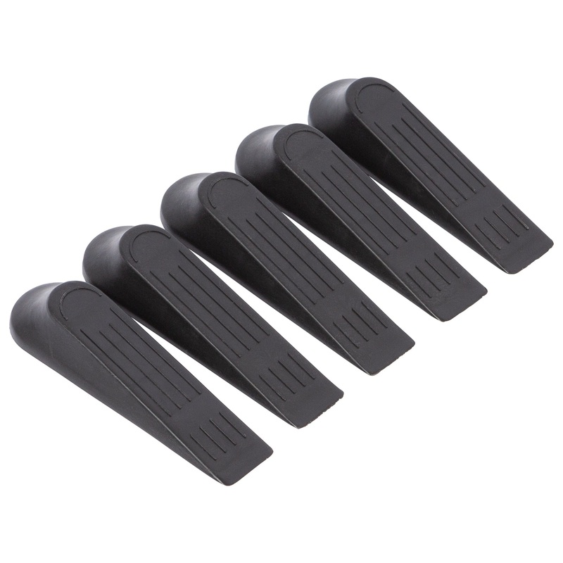 Black Rubber Wedge Door Stops - Pack of 5