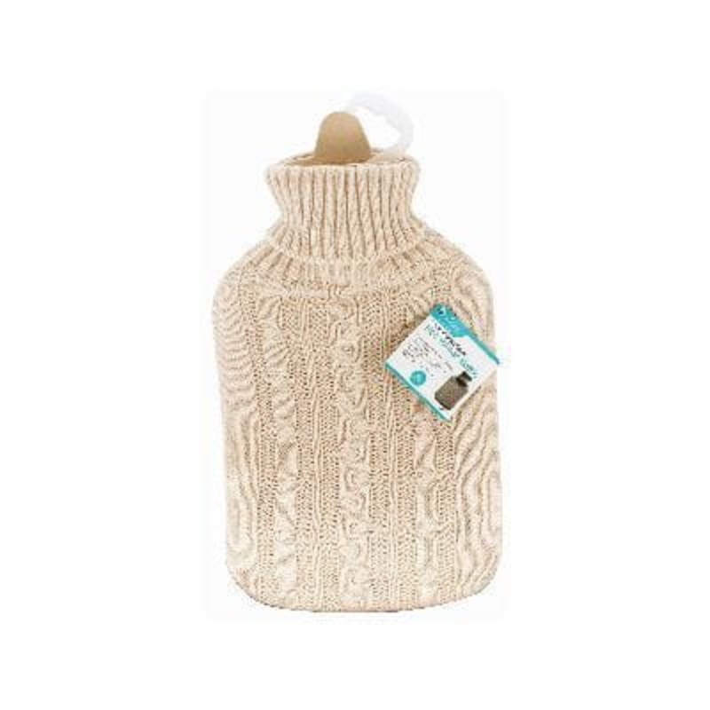 Cream 1.8L Hot Water Bottle & Cable Knit Cover