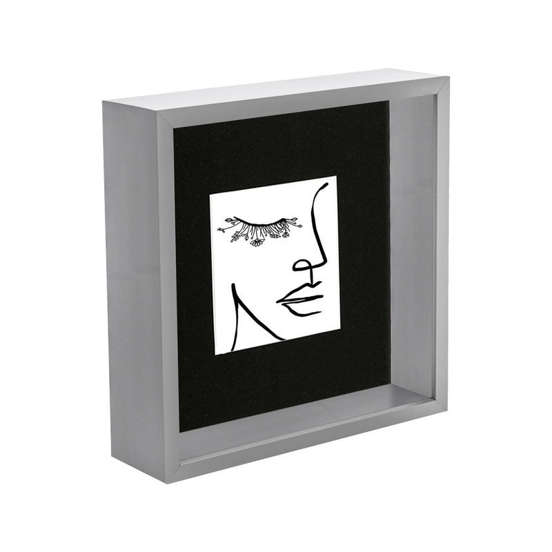 Grey 8" x 8" 3D Deep Box Photo Frame with 4" x 4" Mount