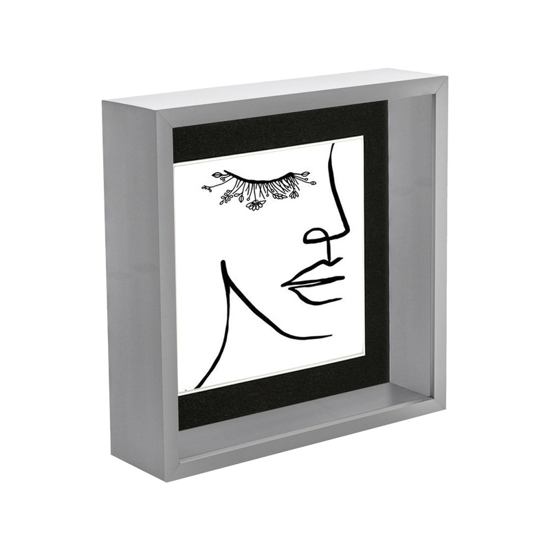 Grey 8" x 8" 3D Deep Box Photo Frame with 6" x 6" Mount