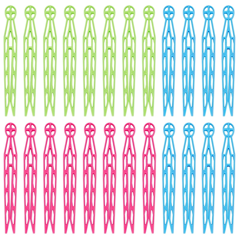 Multi Plastic Dolly Clothes Pegs - Pack of 24