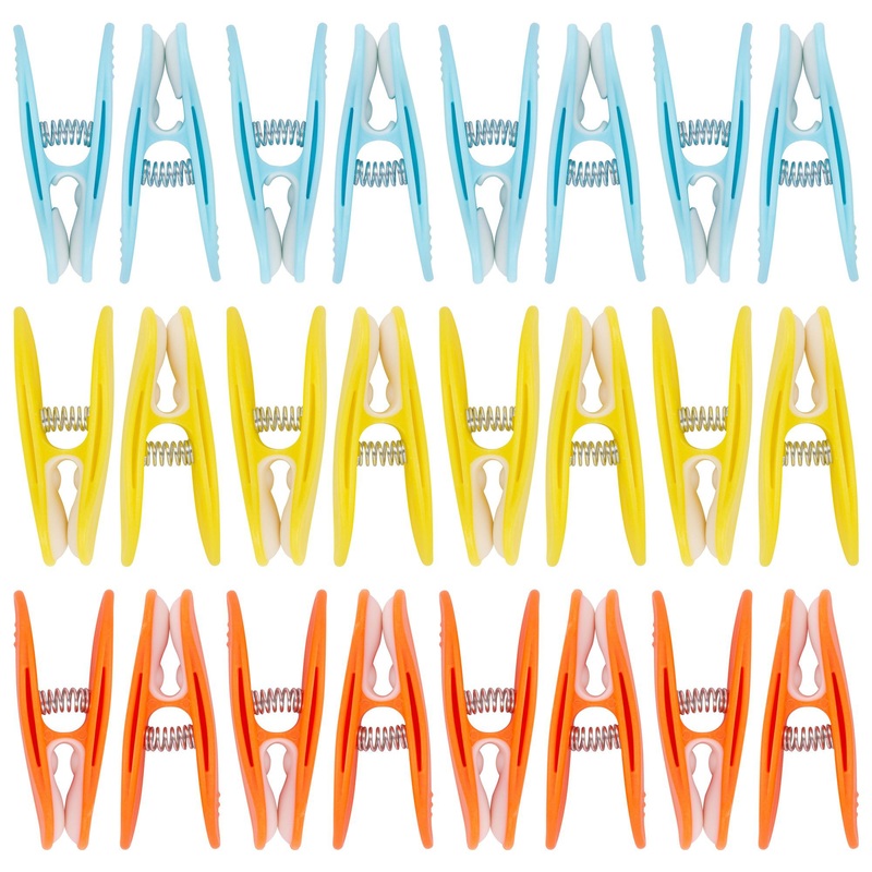 Multi Plastic Soft Touch Clothes Pegs - Pack of 24