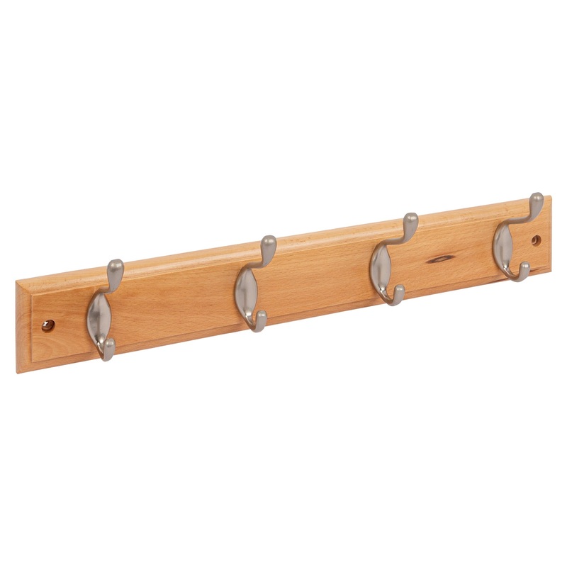 Pine 4 Hook Deluxe Wooden Wall-Mounted Coat Rack