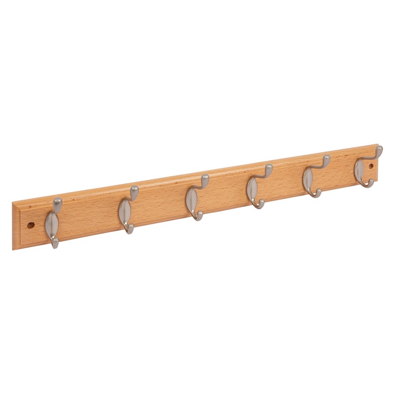 Pine 6 Hook Deluxe Wooden Wall-Mounted Coat Rack