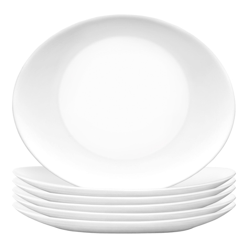 White 32cm Prometeo Oval Glass Steak Plates - Pack of 6