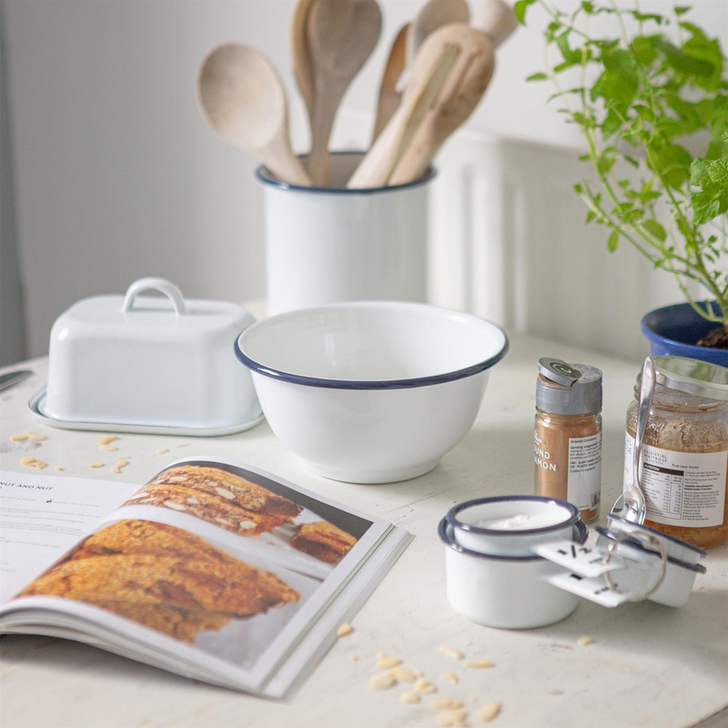 15.5cm White Enamel Utensil Holder