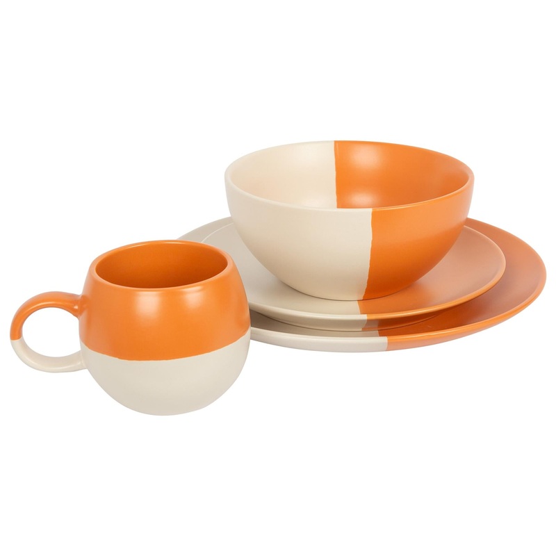16pc Colour Block Stoneware Dinner Set