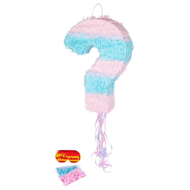 2pc Gender Reveal Pull String Large Pinata Set with Blindfold