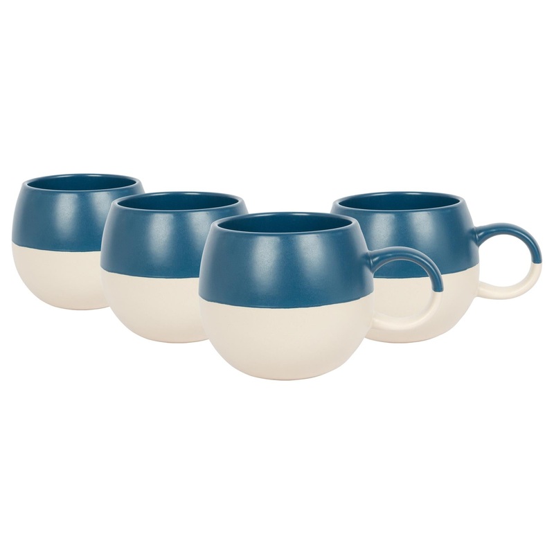 340ml Colour Block Stoneware Sphere Mugs - Pack of 4