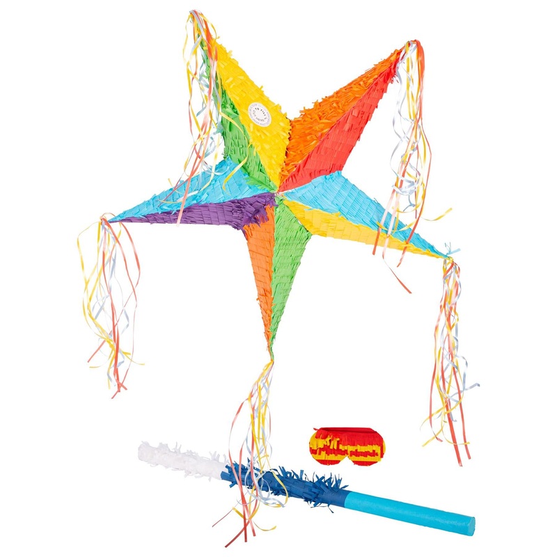 3pc Large Star Pinata Set with Stick & Blindfold