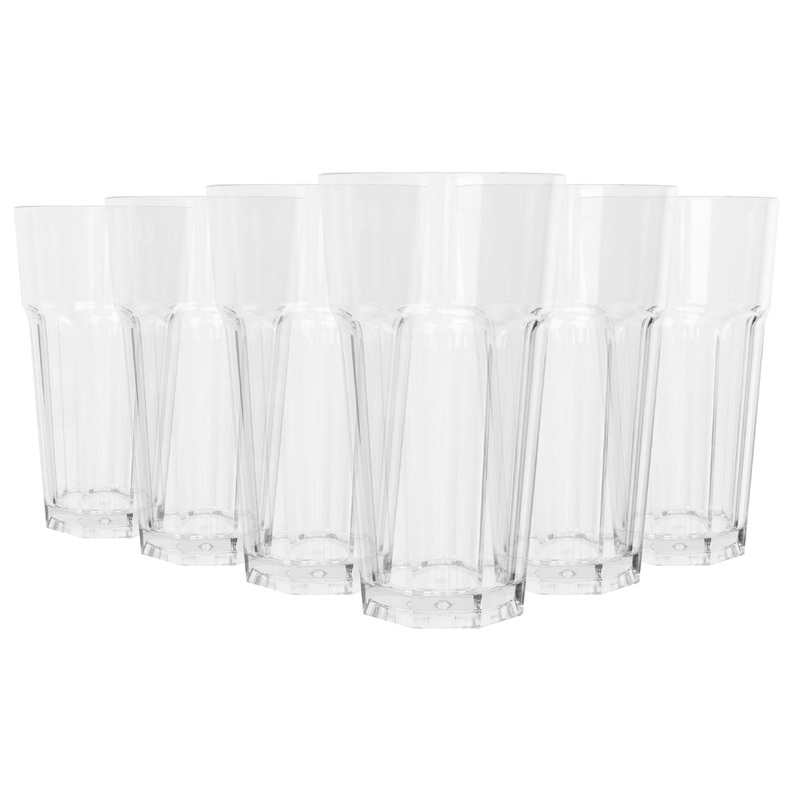 580ml Reusable Plastic Highball Glasses - Pack of 6