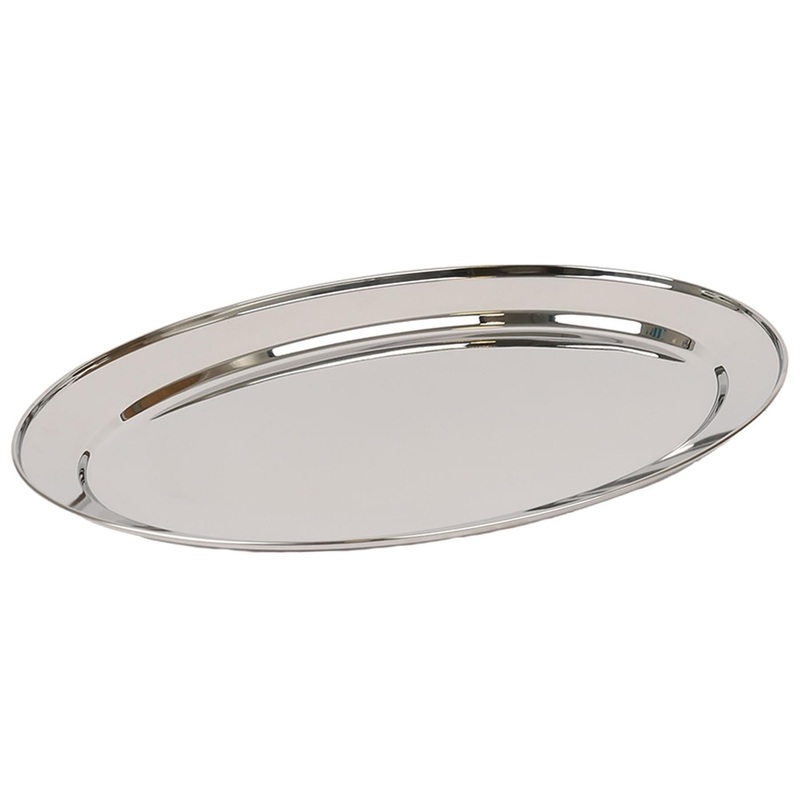 60cm x 41cm Oval Stainless Steel Serving Platter