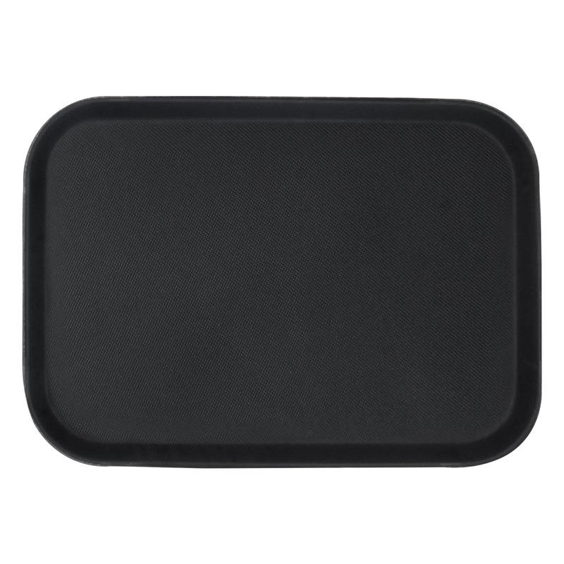Black 35.5cm x 25cm Rectangle Non-Slip Serving Tray