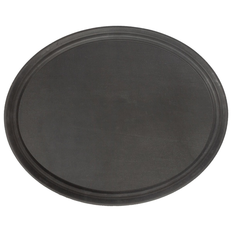 Black 68.5cm x 56cm Oval Non-Slip Serving Tray