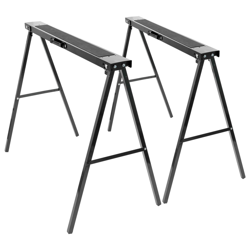 Black/Black Folding Iron Saw Horses - Pack of 2