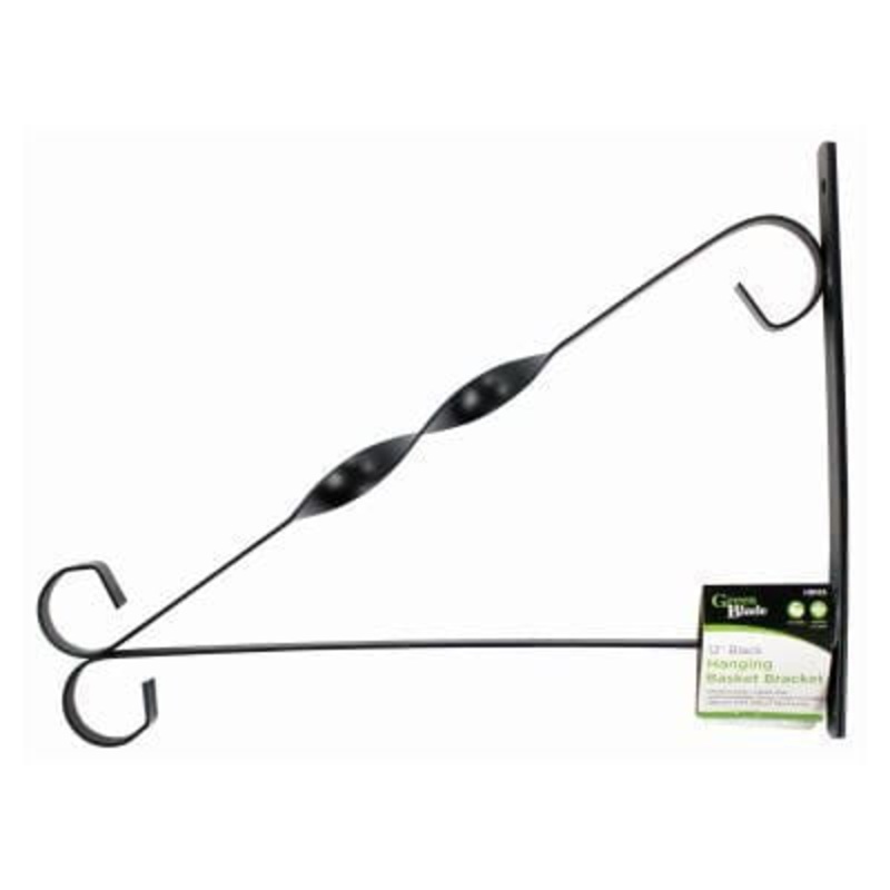 Black Powder-Coated Steel Hanging Basket Bracket - 30.5cm