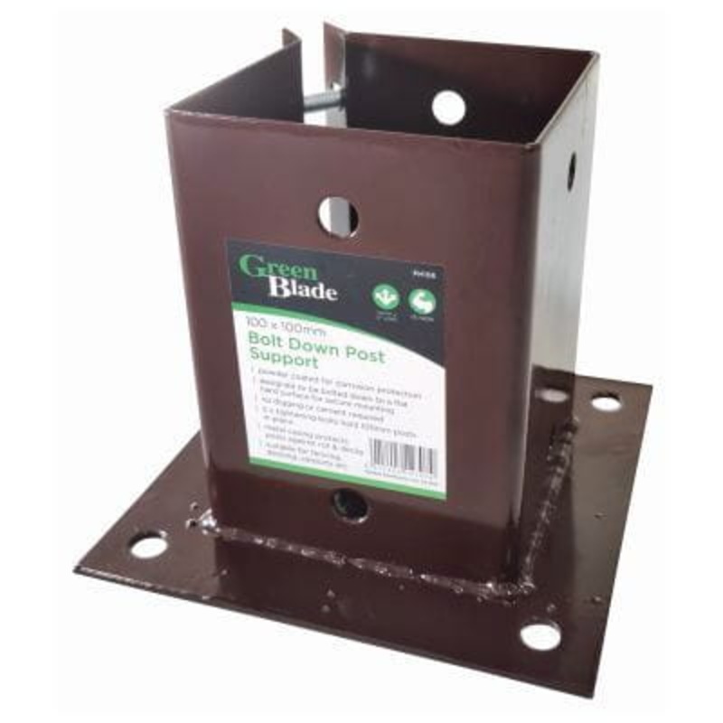 Brown Metal Bolt Down Post Support - 10cm x 10cm