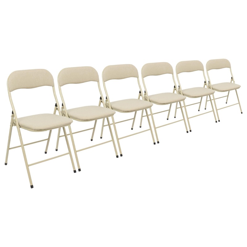 Fabric Padded Metal Folding Chairs - Pack of Six