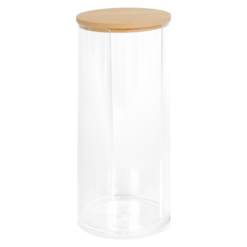 Tall Cotton Pad Holder with Bamboo Lid