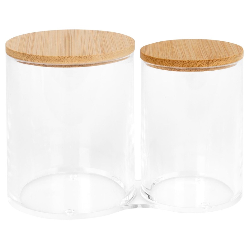 Twin Bathroom Canister with Bamboo Lid