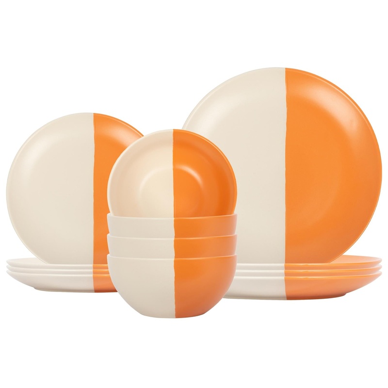 12pc Colour Block Stoneware Dinner Set
