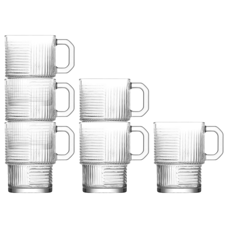 270ml Helen Stacking Glass Coffee Cups - Pack of Six