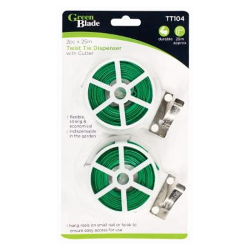 2pc Green Twist Tie Dispenser & Cutter Set - 25m