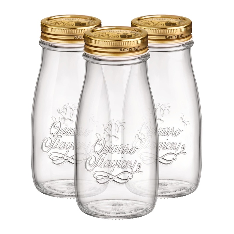 400ml Quattro Stagioni Glass Bottles with Screw Top Lid - Pack of 3