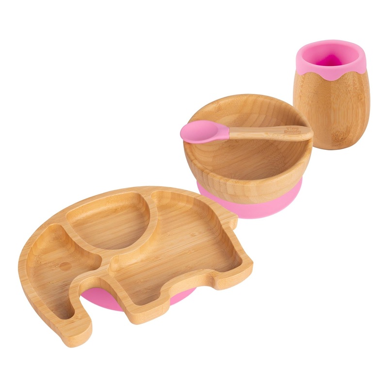 4pc Eden the Elephant Bamboo Suction toddler, baby and Children's Feeding Set