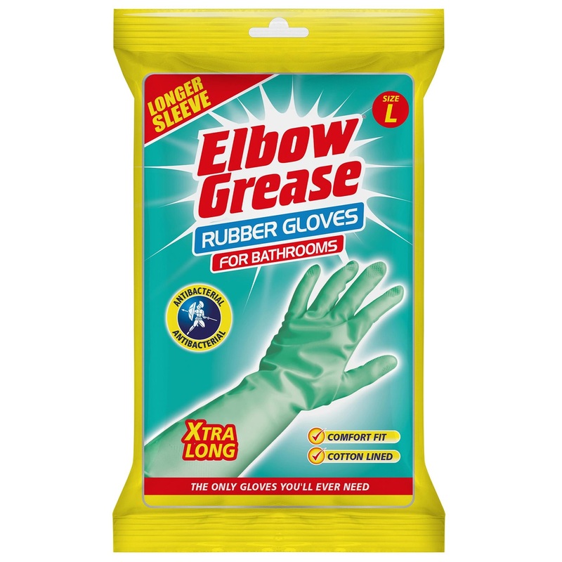 Anti-Bacterial Rubber Cleaning Gloves - Large - Aqua