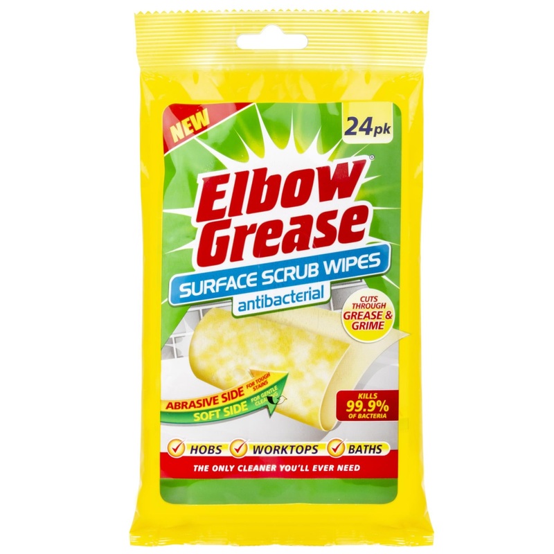 Anti-Bacterial Surface Scrub Wipes - Yellow - Pack of 24