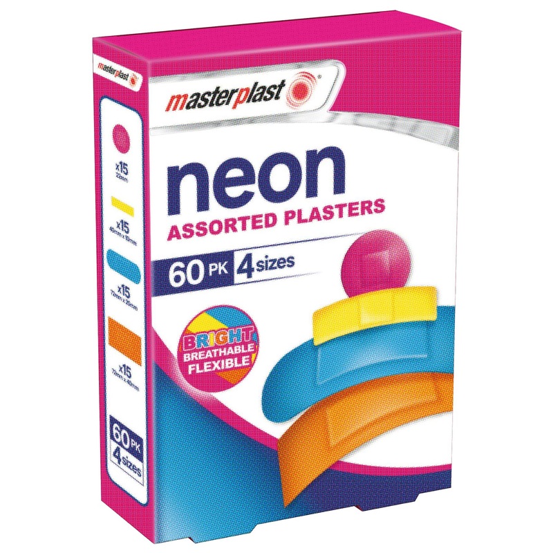 Assorted Fabric Plasters - Neon - Pack of 60