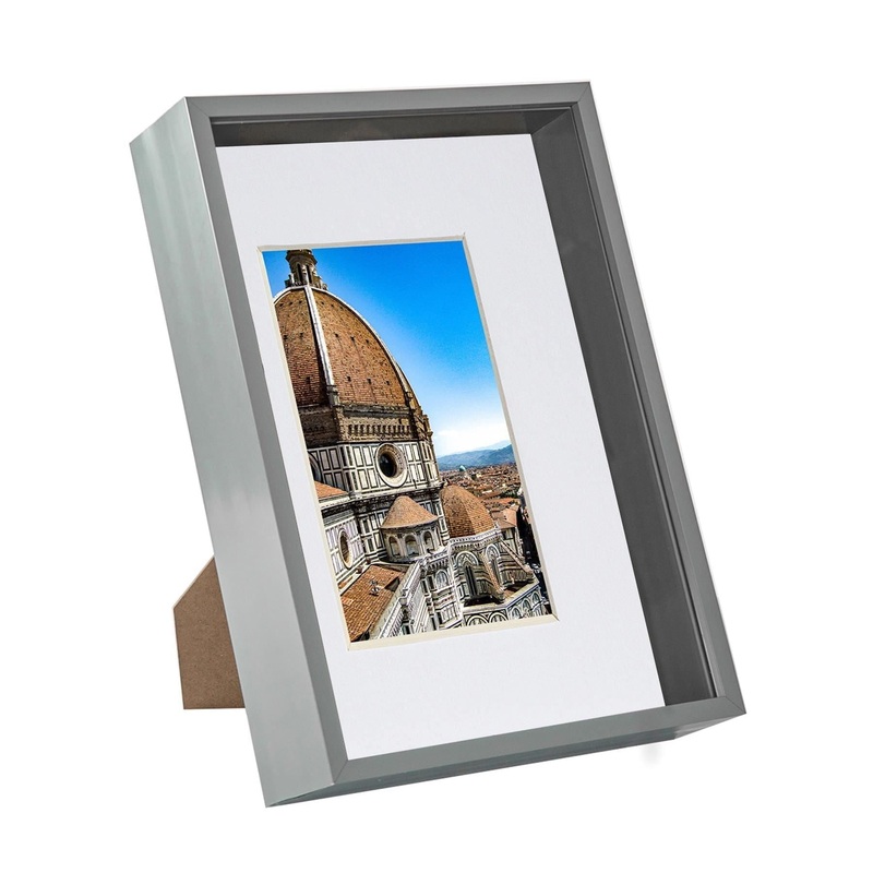 Grey A4 (8" x 12") 3D Deep Box Frame with A5 Mount