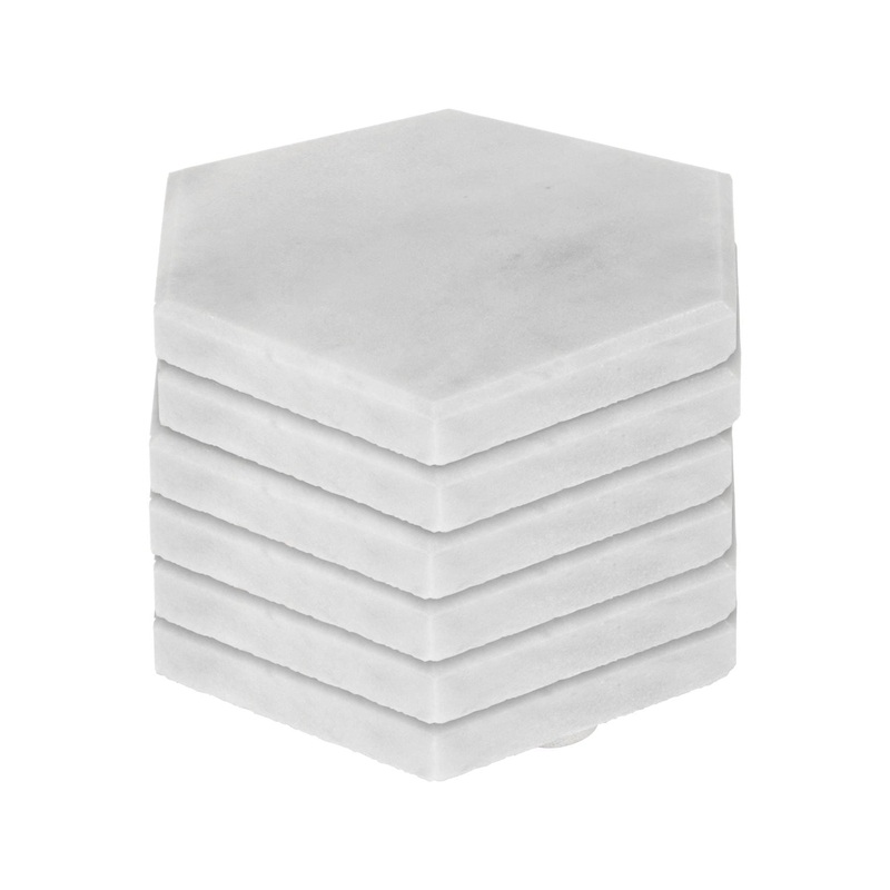 Hexagonal Marble Coasters - 10cm - Pack of Six