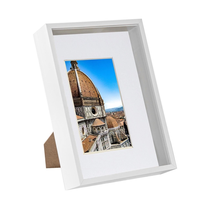 White A4 (8" x 12") 3D Deep Box Frame with A5 Mount