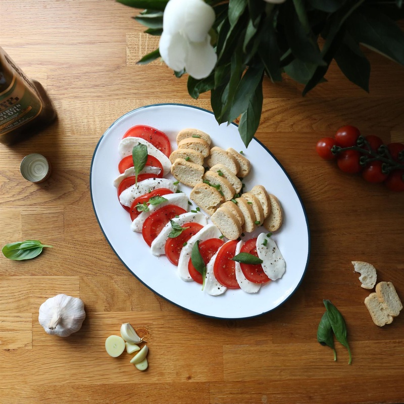 White Enamel Serving Platter - 30cm x 22cm