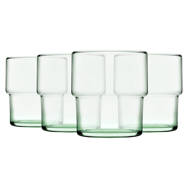 300ml Aware Hill Recycled Glass Stacking Tumblers - Green - Pack of Four