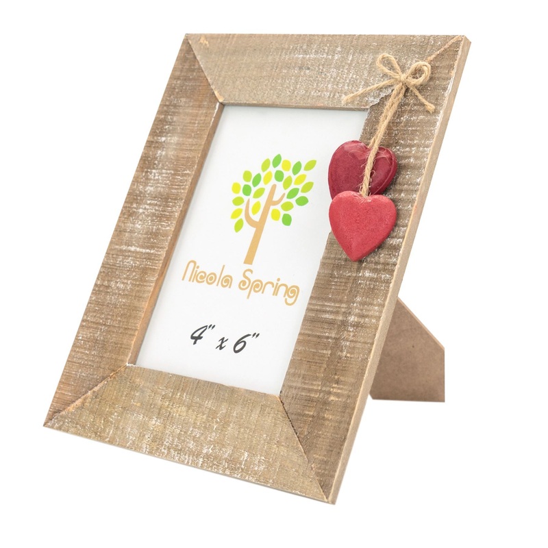4" x 6" Wooden Standing Photo Frame with Hearts