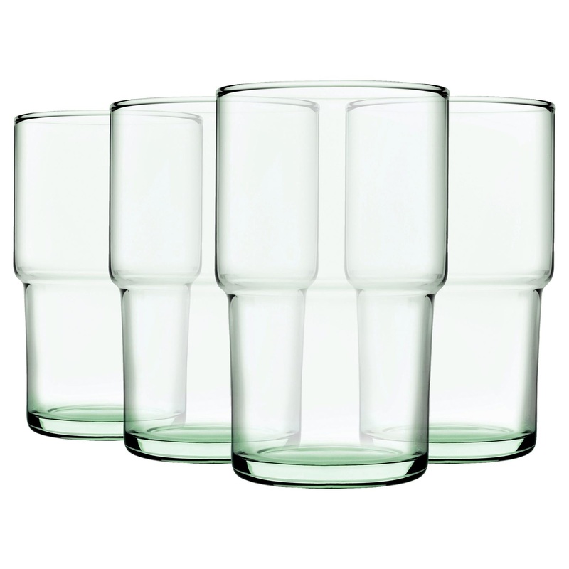 440ml Aware Hill Recycled Stacking Highball Glasses - Green - Pack of Four