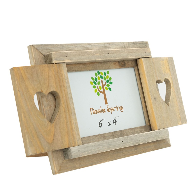 6" x 4" Wooden Hearts Shutter Photo Frame