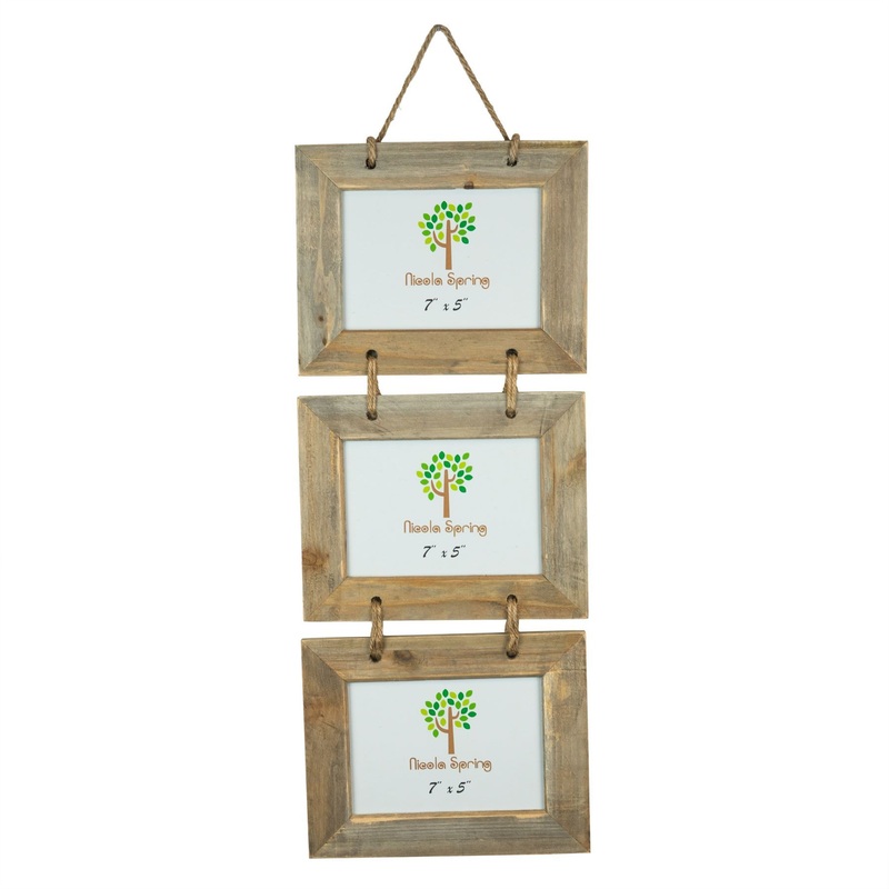 7" x 5" Wooden Hanging Triple Photo Frame