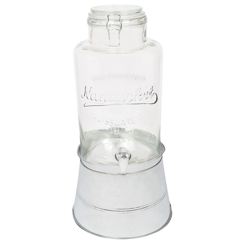 8.7L Glass Drinks Dispenser with Tap & Bucket Stand