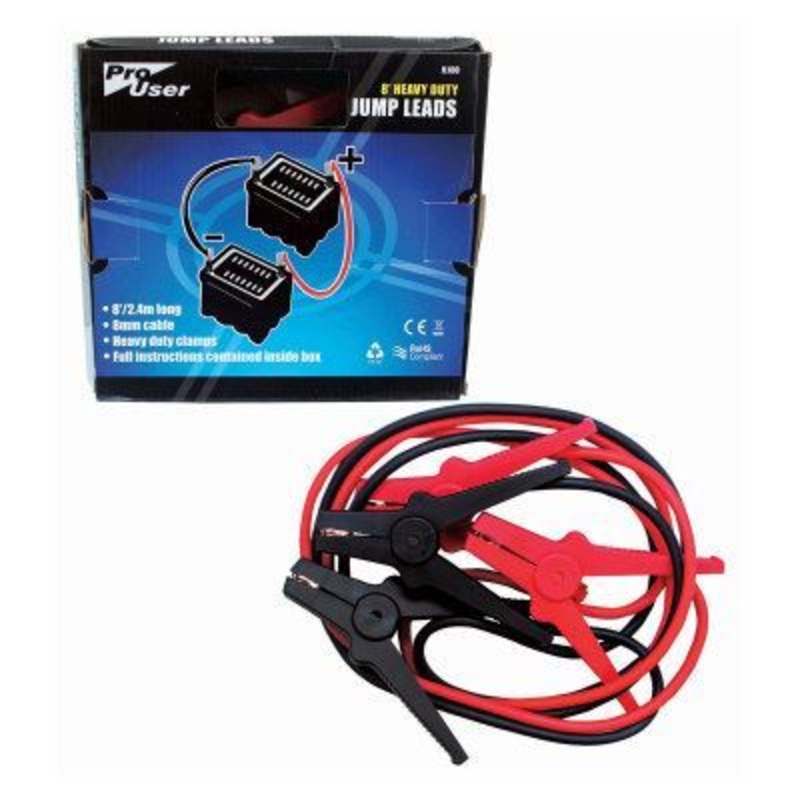 Car Battery Jump Leads with Heavy-Duty Clamps - 2.4M