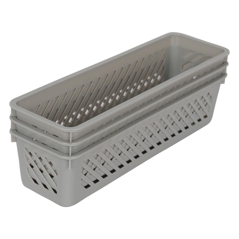 Plastic Storage Baskets - Grey