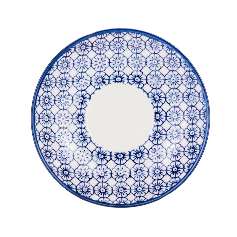 14.5cm Hand Printed Stoneware Cappuccino Saucer